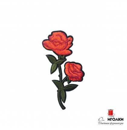Термоаппликация Цветы Роза арт. H-0626 цв.красный уп.20 шт