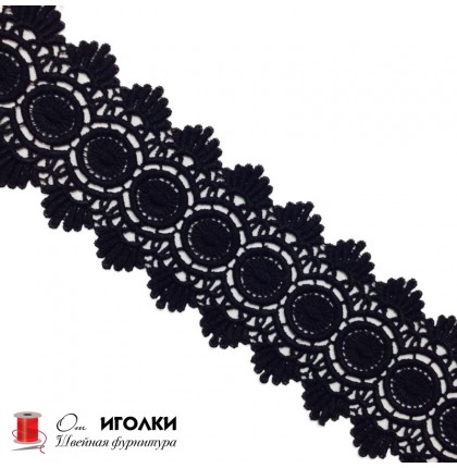 Кружево плетеное шир.6,5 см арт.LT0329-7А цв.черный уп.13,5 м